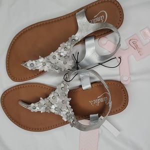 Silver Flower Thong Sandal